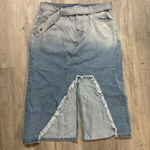 Fashion Nova Asymmetrical Denim Skirt - Blue